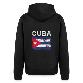 Drapeau cubain en détresse - Drapeau cubain - Veste à capuche bio Premium Unisexe - noir - Dos - Nico (187cm)