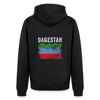 Drapeau du Daghestan en détresse - Drapeau du Daghestan - Veste à capuche bio Premium Unisexe - noir - Dos - Nico (187cm)