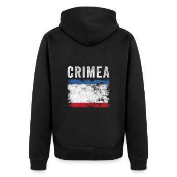 Crimea Flag Distressed - Tatar Flag - Unisex Premium Organic Zip Hoodie - black - Back - Nico (187cm)