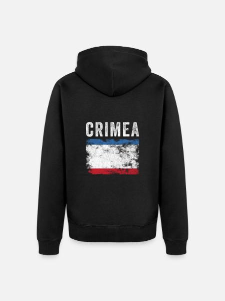 Crimea Flag Distressed - Tatar Flag - Unisex Premium Organic Zip Hoodie - black