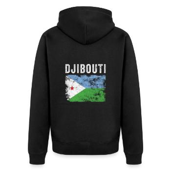 Dschibuti Flagge Distressed Djiboutian Flagge - Unisex Premium Bio Zip Hoodie - Schwarz - Hinten - Nico (187cm)