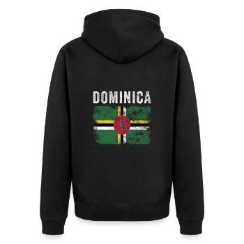 Dominica Flag Distressed Dominican Flag - Unisex Premium Organic Zip Hoodie - black - Back - Nico (187cm)