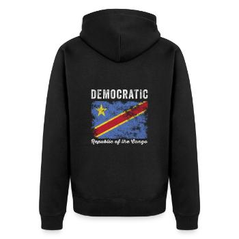 Drapeau de la République démocratique du Congo - Veste à capuche bio Premium Unisexe - noir - Dos - Nico (187cm)