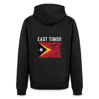 Drapeau du Timor oriental Drapeau timorais en détresse - Veste à capuche bio Premium Unisexe - noir - Dos - Nico (187cm)