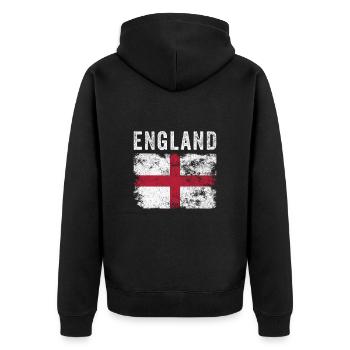 England Flag Distressed - English Flag - Unisex Premium Organic Zip Hoodie - black - Back - Nico (187cm)