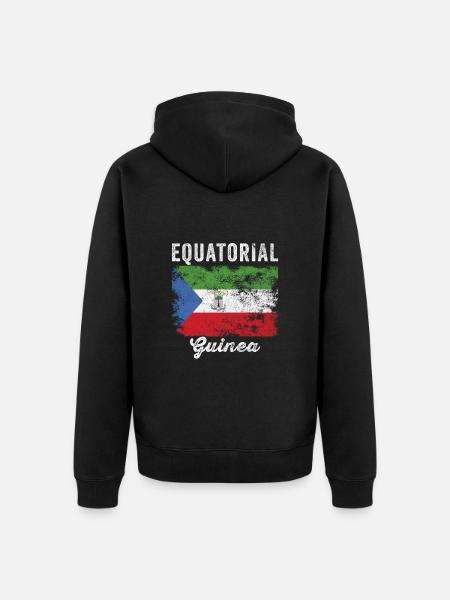 Equatorial Guinea Flag Distressed - Unisex Premium Organic Zip Hoodie - black