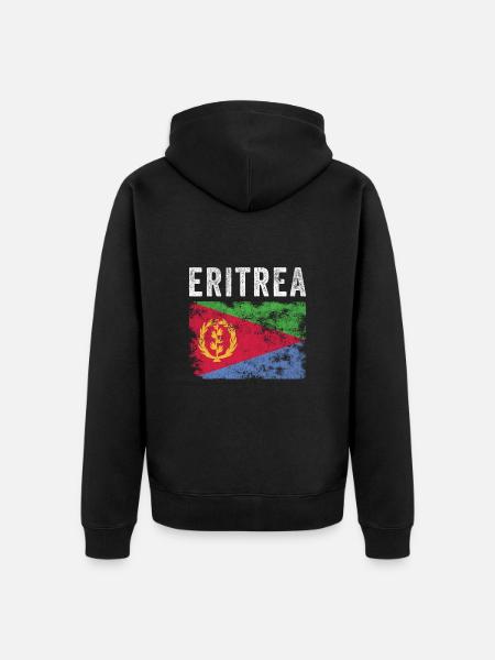 Eritrea Flag Distressed - Eritrean Flag - Unisex Premium Organic Zip Hoodie - black