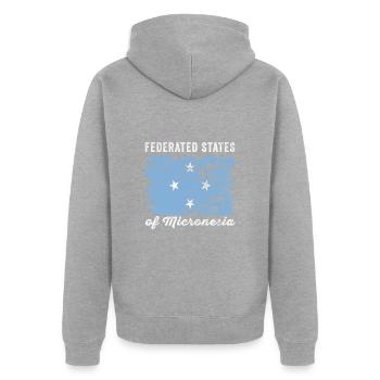 Flagge der Föderierten Staaten von Mikronesien - Unisex Premium Bio Zip Hoodie - Grau meliert - Hinten - Nico (187cm)