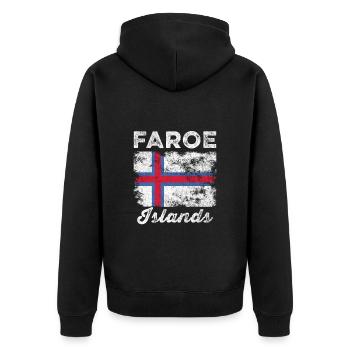 Flagge der Färöer Vintage Färöische Flagge - Unisex Premium Bio Zip Hoodie - Schwarz - Hinten - Nico (187cm)
