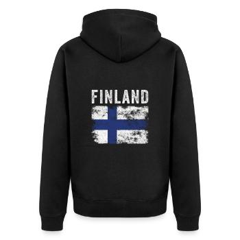 Drapeau finlandais en détresse - Drapeau finlandais - Veste à capuche bio Premium Unisexe - noir - Dos - Nico (187cm)