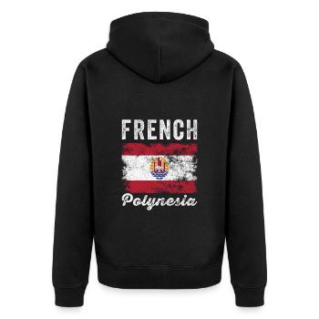 Français Drapeau de la Polynésie en détresse - Veste à capuche bio Premium Unisexe - noir - Dos - Nico (187cm)