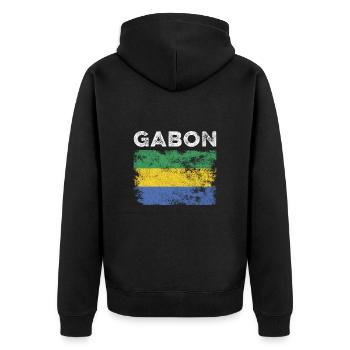 Gabon Flag Distressed - Drapeau gabonais - Veste à capuche bio Premium Unisexe - noir - Dos - Nico (187cm)