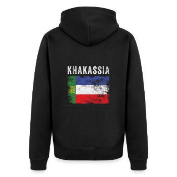 Khakassia Flag Distressed - Khakas Flag - Unisex Premium Organic Zip Hoodie - black - Back - Nico (187cm)