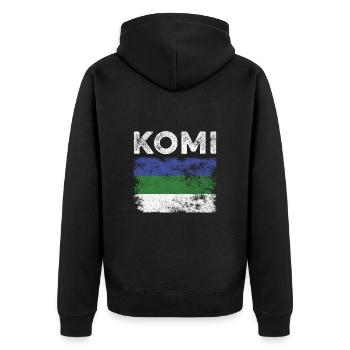 Drapeau Komi en détresse - Drapeau Komi - Veste à capuche bio Premium Unisexe - noir - Dos - Nico (187cm)
