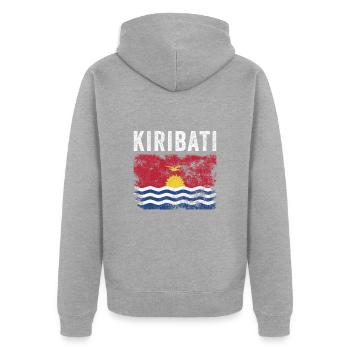Kiribati Flagge Distressed I Kiribati Flagge - Unisex Premium Bio Zip Hoodie - Grau meliert - Hinten - Nico (187cm)