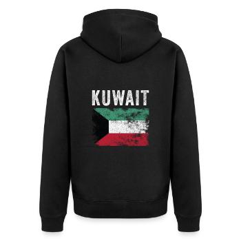 Kuwait Flag Distressed - Kuwaitische Flagge - Unisex Premium Bio Zip Hoodie - Schwarz - Hinten - Nico (187cm)