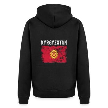 Kirghizistan Drapeau Vintage Drapeau Kirghizistan - Veste à capuche bio Premium Unisexe - noir - Dos - Nico (187cm)