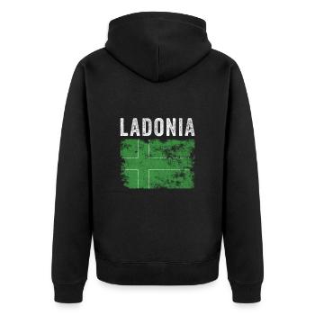 Ladonia Flag Distressed - Ladonien Flag - Unisex Premium Organic Zip Hoodie - black - Back - Nico (187cm)