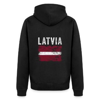Latvia Flag Distressed - Latvian Flag - Unisex Premium Organic Zip Hoodie - black - Back - Nico (187cm)