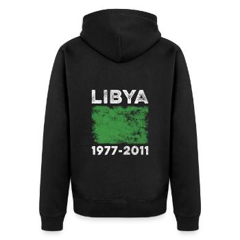 Libya 1977-2011 Flag Vintage Libyan Flag - Unisex Premium Organic Zip Hoodie - black - Back - Nico (187cm)