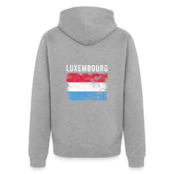 Drapeau luxembourgeois en détresse - Veste à capuche bio Premium Unisexe - gris chiné - Dos - Nico (187cm)