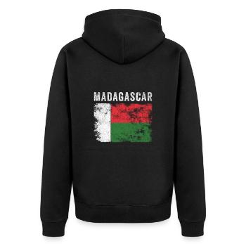 Madagascar Flag Distressed Malagasy Flag - Unisex Premium Organic Zip Hoodie - black - Back - Nico (187cm)
