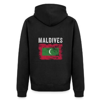 Maldives Flag Distressed Maldivian Flag - Unisex Premium Organic Zip Hoodie - black - Back - Nico (187cm)