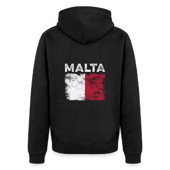 Malta Flag Distressed - Maltese Flag - Unisex Premium Organic Zip Hoodie - black - Back - Nico (187cm)
