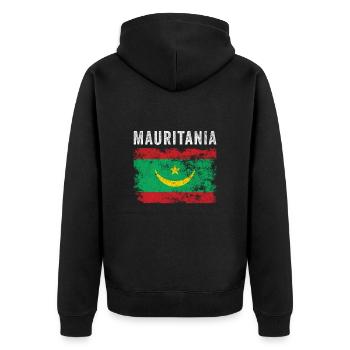 Mauritania Flag Vintage Mauritanian Flag - Unisex Premium Organic Zip Hoodie - black - Back - Nico (187cm)