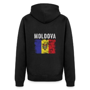 Drapeau moldave en détresse - Drapeau moldave - Veste à capuche bio Premium Unisexe - noir - Dos - Nico (187cm)