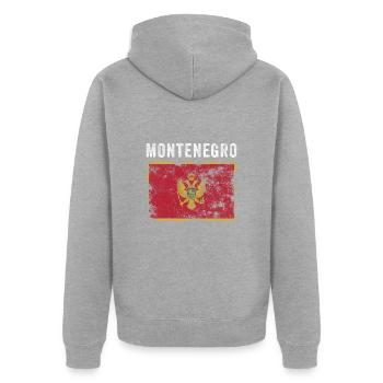 Montenegro Flagge Vintage Montenegrinische Flagge - Unisex Premium Bio Zip Hoodie - Grau meliert - Hinten - Nico (187cm)