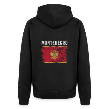 Monténégro Drapeau Vintage Drapeau monténégrin - Veste à capuche bio Premium Unisexe - noir - Dos - Nico (187cm)