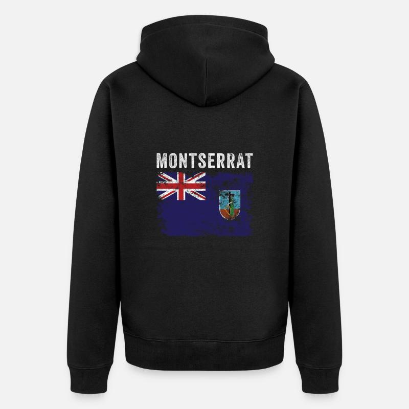 Drapeau de Montserrat en détresse - Veste à capuche bio Premium Unisexe - noir