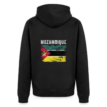 Mozambique Flag Vintage Mozambican Flag - Unisex Premium Organic Zip Hoodie - black - Back - Nico (187cm)
