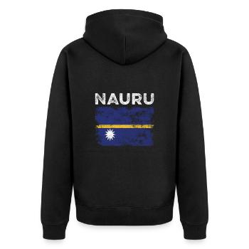 Nauru Flag Distressed - Nauruan Flag - Unisex Premium Organic Zip Hoodie - black - Back - Nico (187cm)