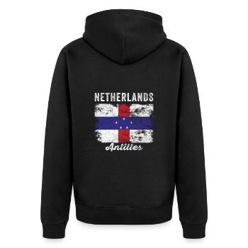 Flagge der Niederländischen Antillen verzweifelt - Unisex Premium Bio Zip Hoodie - Schwarz - Hinten - Nico (187cm)