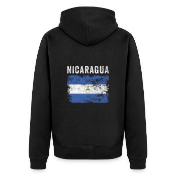 Nicaragua Flag Vintage - Nicaraguan Flag - Unisex Premium Organic Zip Hoodie - black - Back - Nico (187cm)