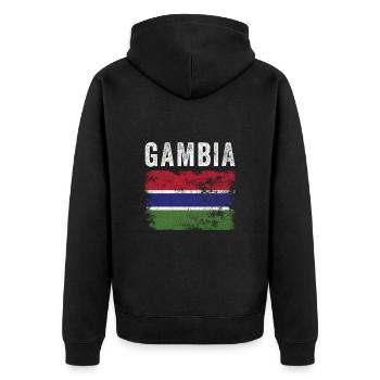 Drapeau gambien en détresse - Drapeau gambien - Veste à capuche bio Premium Unisexe - noir - Dos - Nico (187cm)