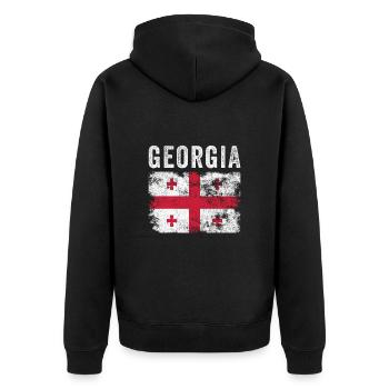 Drapeau géorgien en détresse - Drapeau géorgien - Veste à capuche bio Premium Unisexe - noir - Dos - Nico (187cm)