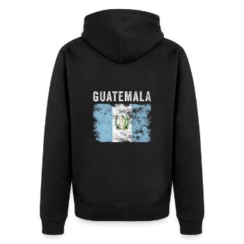 Guatemala Flag Vintage - Guatemalan Flag - Unisex Premium Organic Zip Hoodie - black - Back - Nico (187cm)
