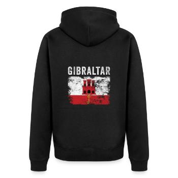 Gibraltar Flagge Vintage Gibraltarische Flagge - Unisex Premium Bio Zip Hoodie - Schwarz - Hinten - Nico (187cm)