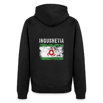 Ingushetia Flag Distressed - Ingush Flag - Unisex Premium Organic Zip Hoodie - black - Back - Nico (187cm)