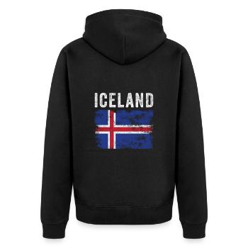Drapeau islandais en détresse - Drapeau islandais - Veste à capuche bio Premium Unisexe - noir - Dos - Nico (187cm)