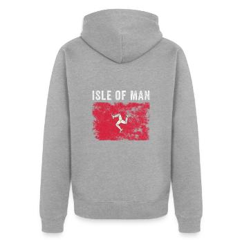 Isle of Man Flag Distressed - Manx Flag - Unisex Premium Organic Zip Hoodie - heather grey - Back - Nico (187cm)