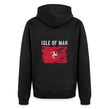 Drapeau de l’île de Man en détresse - Drapeau de Manx - Veste à capuche bio Premium Unisexe - noir - Dos - Nico (187cm)