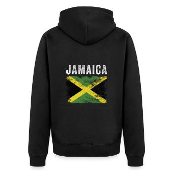 Drapeau jamaïcain en détresse - Drapeau jamaïcain - Veste à capuche bio Premium Unisexe - noir - Dos - Nico (187cm)