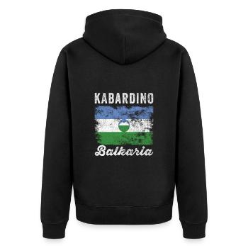 Kabardino Balkaria Flag Distressed - Unisex Premium Organic Zip Hoodie - black - Back - Nico (187cm)