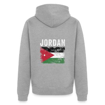 Drapeau jordanien en détresse - Drapeau jordanien - Veste à capuche bio Premium Unisexe - gris chiné - Dos - Nico (187cm)
