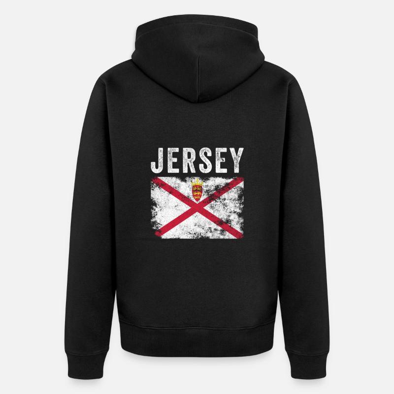 Jersey Flag Distressed - Jersey Flag - Veste à capuche bio Premium Unisexe - noir