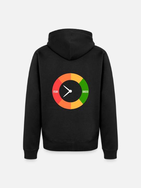 Fear > greed - Unisex Premium Organic Zip Hoodie - black